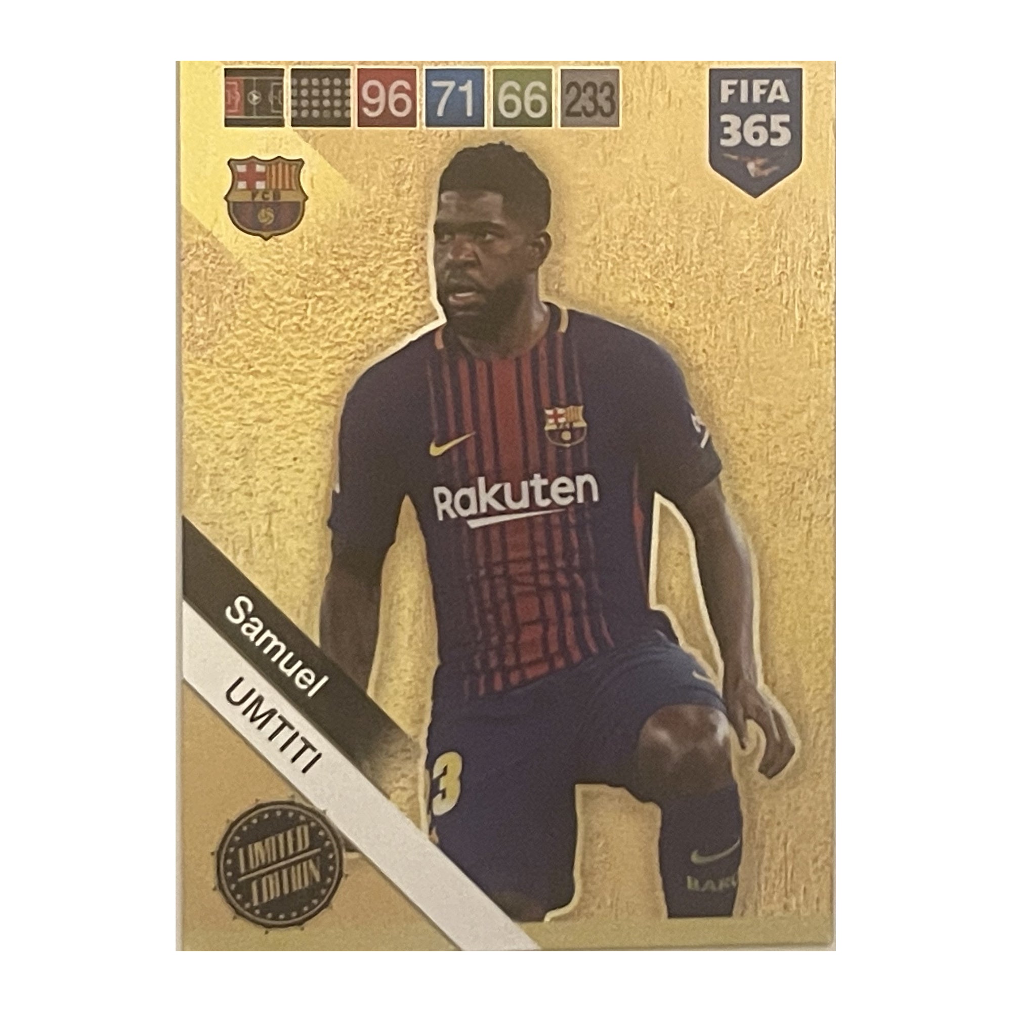 Samuel Umtiti - Panini Adrenalyn XL FIFA 365 2019 (Gold Special) [NNO] - originele kaartvoorkant