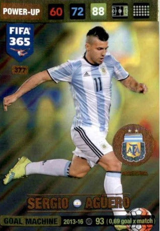 Sergio Agüero - FIFA 365: 2017 Adrenalyn XL Power-Up – Goal Machine #377 - Near Mint