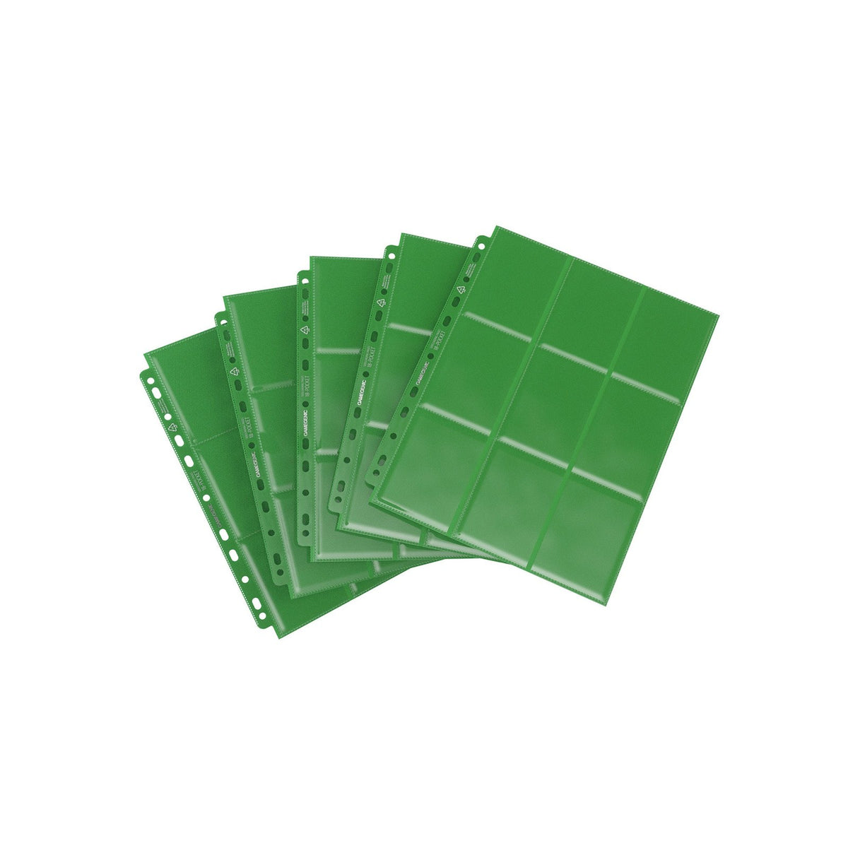 Losse groene Gamegenic Sideloading 18-Pocket Pages uitgewaaierd, inhoud van de verpakking van 10