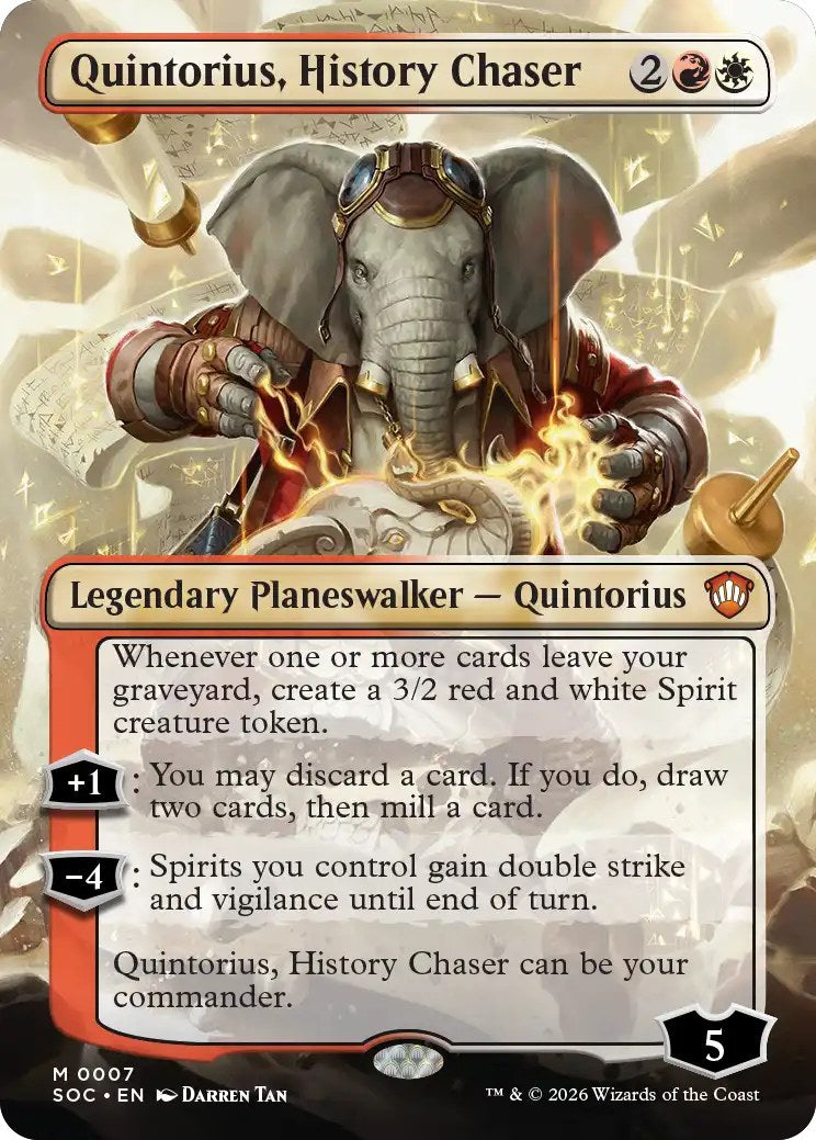 Magic Secrets of Strixhaven Commander Deck Lorehold Spirit - commander-kaart Quintorius, History Chaser (borderless)