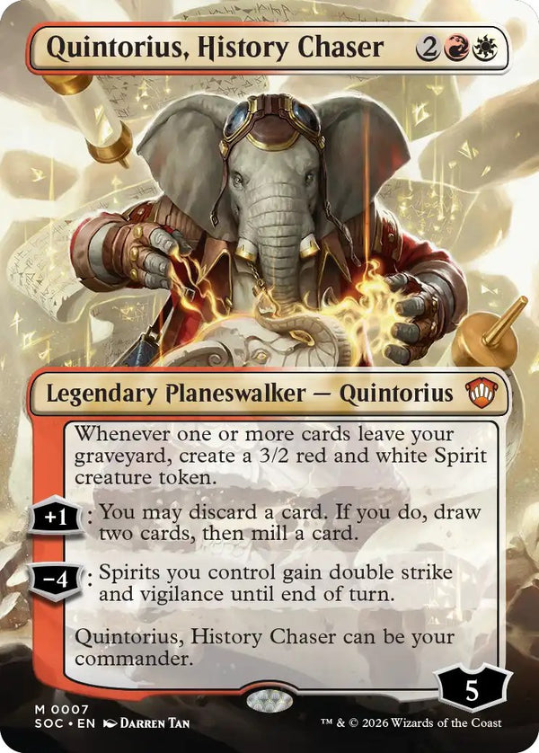 Magic Secrets of Strixhaven Commander Deck Lorehold Spirit - commander-kaart Quintorius, History Chaser (borderless)