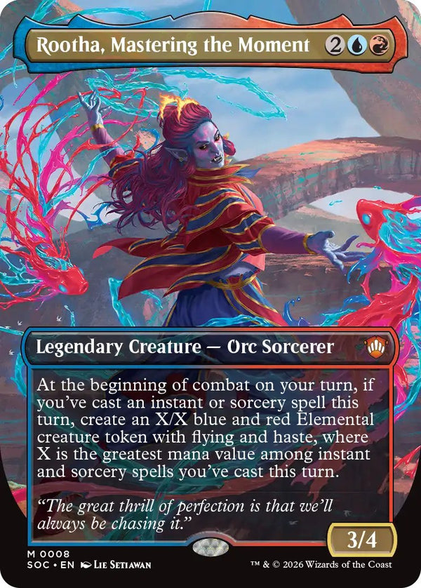 Magic Secrets of Strixhaven Commander Deck Prismari Artistry - commander-kaart Rootha, Mastering the Moment (borderless)