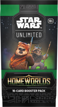 English Homeworlds booster pack with Ewok artwork, packaging example