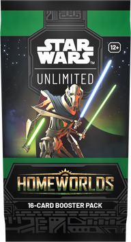 English Homeworlds booster pack with General Grievous artwork, packaging example
