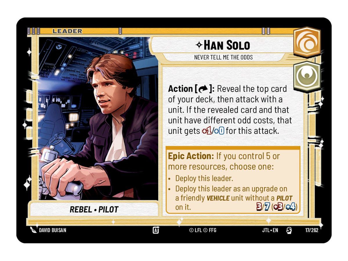Star Wars Unlimited Jump to Lightspeed Spotlight Deck Han Solo - de Han Solo leaderkaart uit het deck