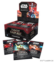 Star Wars Unlimited Twilight of the Republic Booster Box - display met losse boosterpakjes ervoor