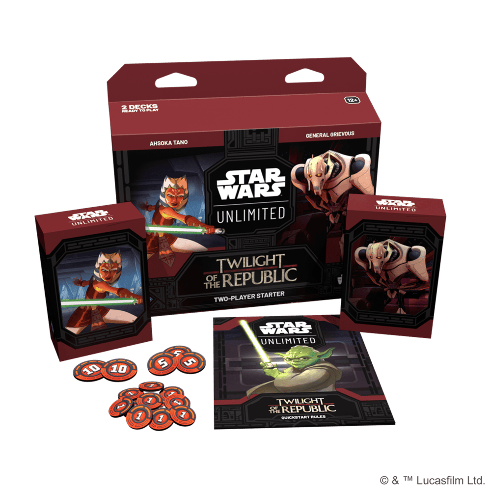 Doos van de Twilight of the Republic Two-Player Starter Kit met Ahsoka Tano en General Grievous | Lichcards