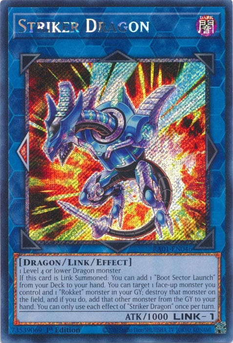 Striker Dragon (Platinum Secret Rare) - RA01-EN046 - Platinum Secret Rare - 1st Edition