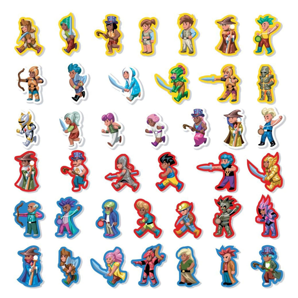 Alle 40 houten speelfiguren met full-art opdruk uit de Terraria Wooden Character Pack