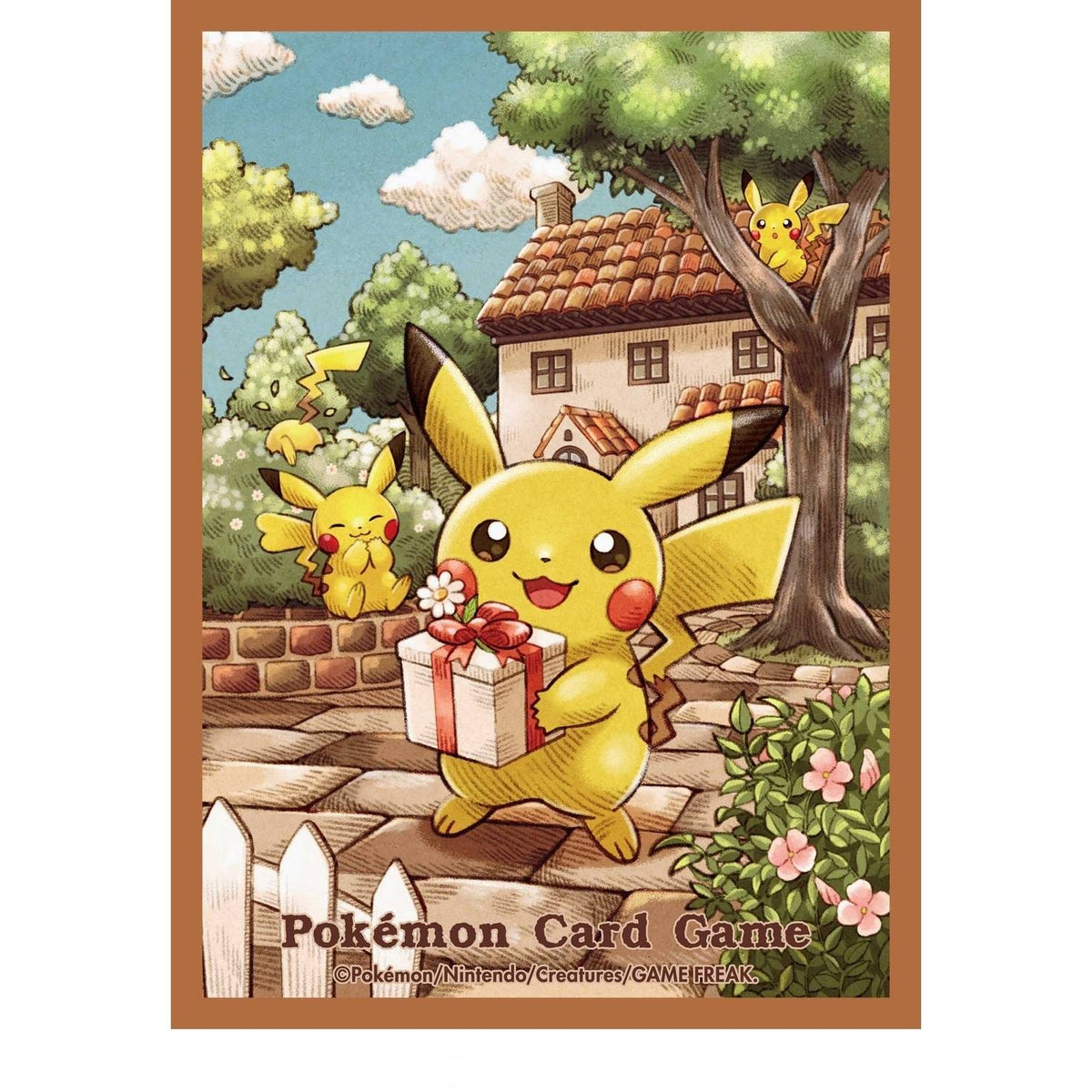 Pokémon Sleeves - Pikachu's Gift (64 stuks, Japans, Triplet Beat) – het volledige ontwerp van de sleeve (officiële afbeelding Pokémon Center Japan)