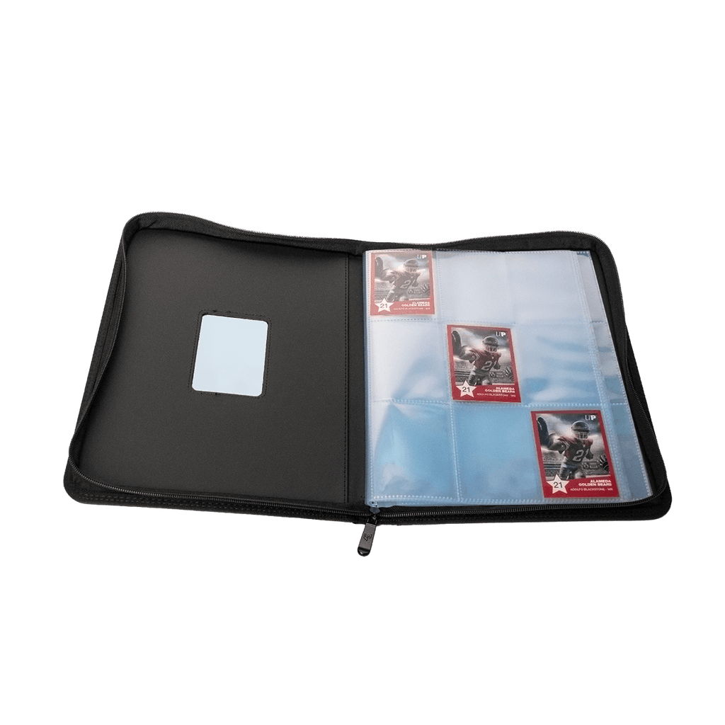 Ultra PRO 9-Pocket Zippered Window Premium PRO-Binder geopend met kaarten