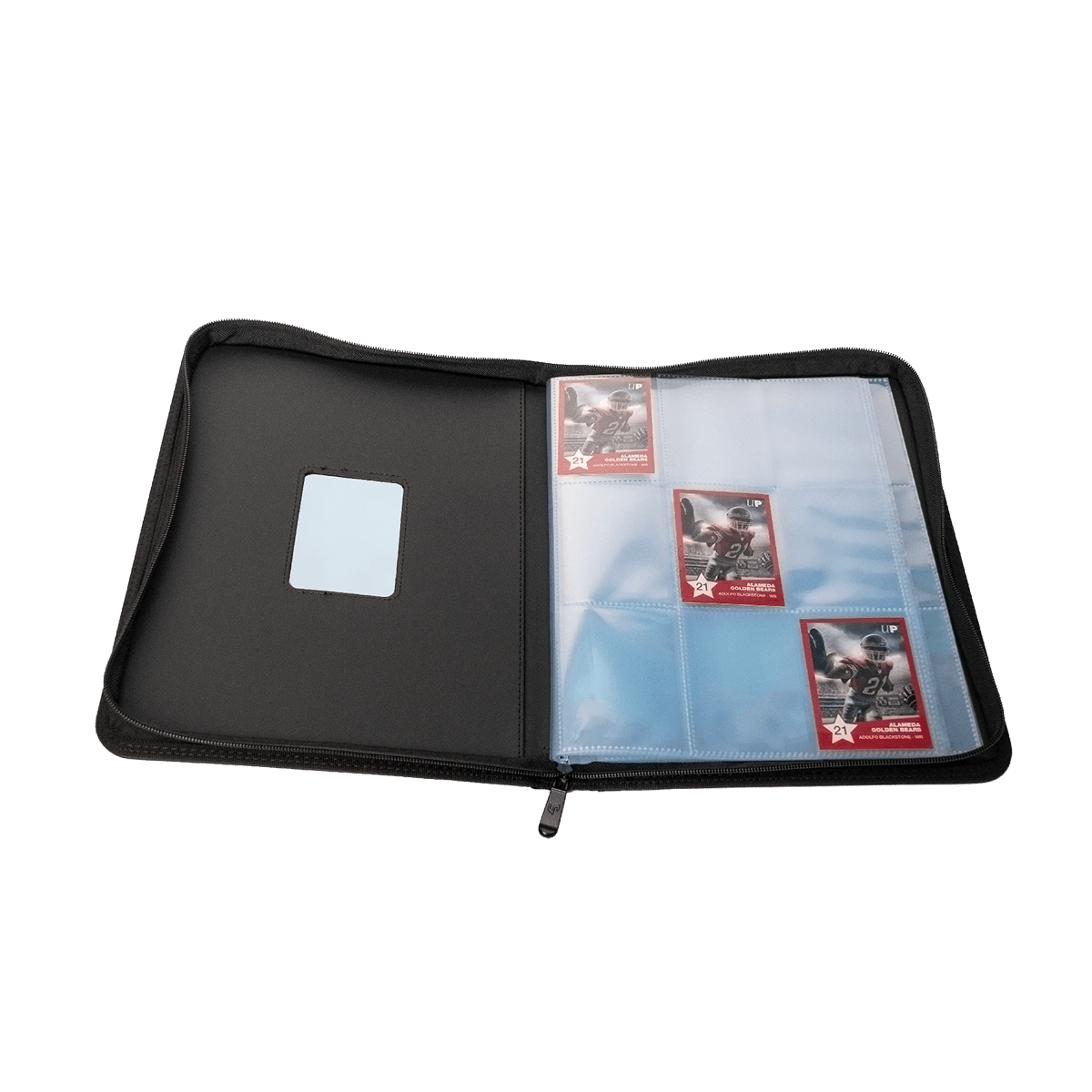 Ultra PRO 9-Pocket Zippered Window Premium PRO-Binder geopend met kaarten