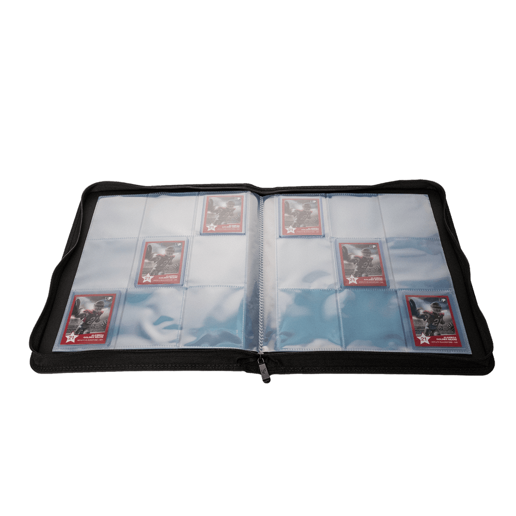 Ultra PRO 9-Pocket Zippered Toploader Premium PRO-Binder geopend met kaarten