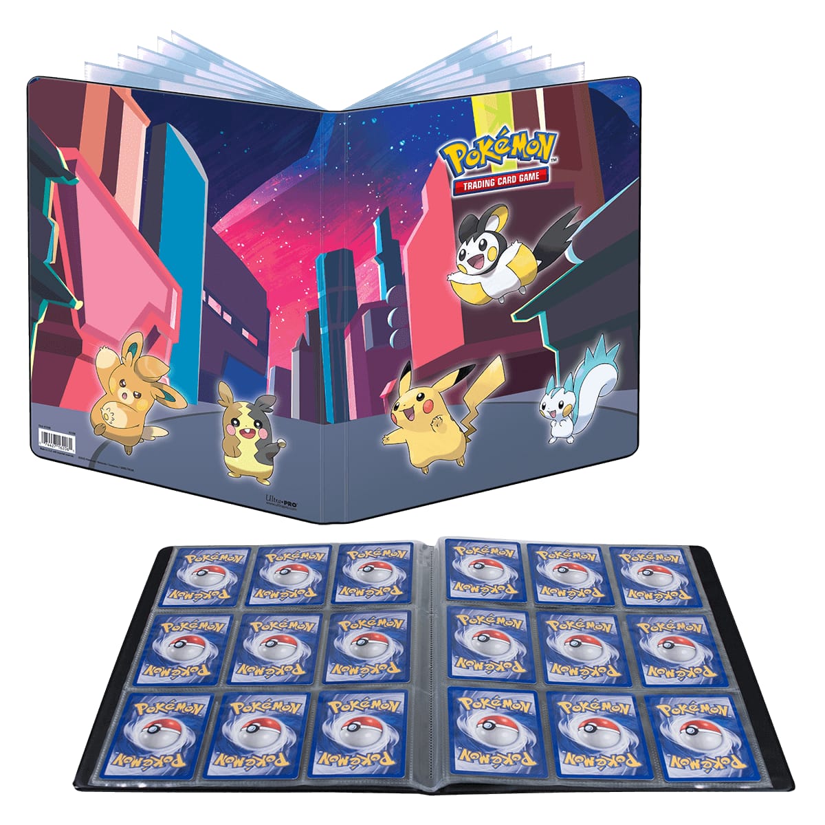 Binnenwerk van de Shimmering Skyline verzamelmap met negen kaarten per bladzijde | Lichcards