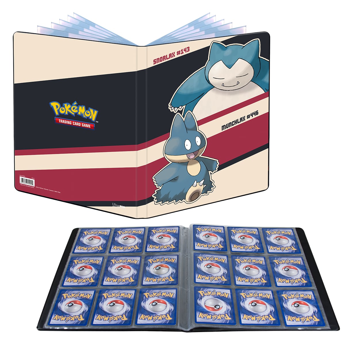 Binnenkant van de Snorlax en Munchlax portfolio met negen kaarten per pagina | Lichcards