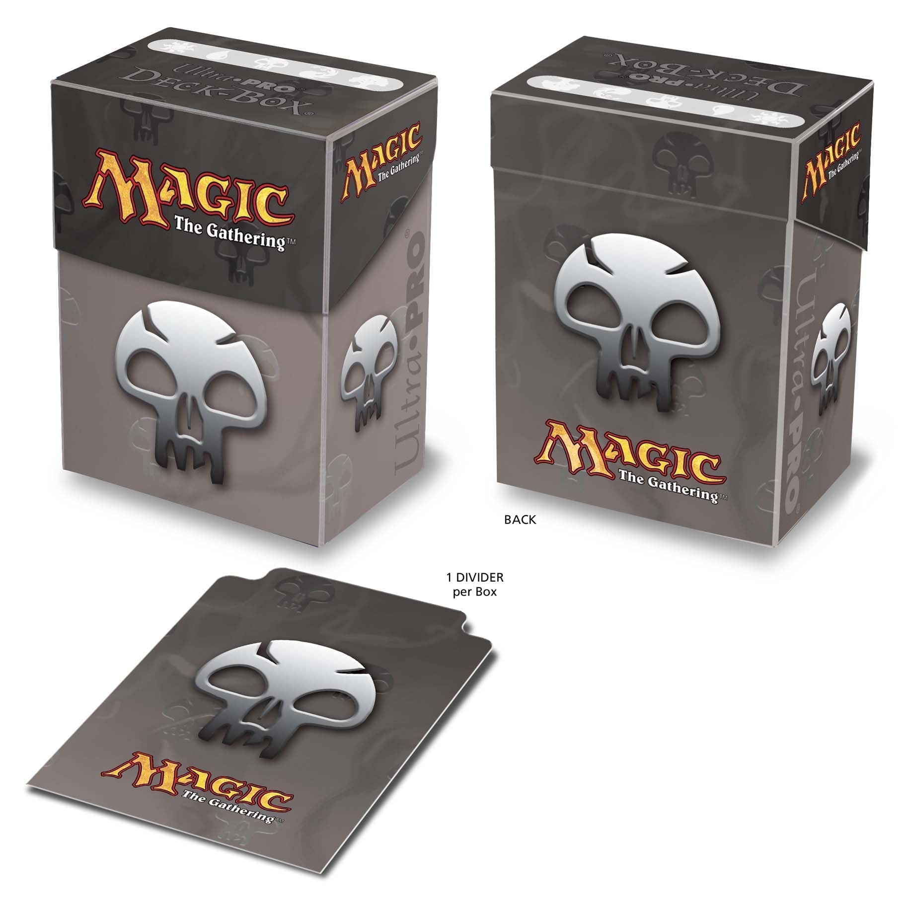 Ultra PRO Mana 1 Black Deck Box – voorzijde, achterzijde en divider