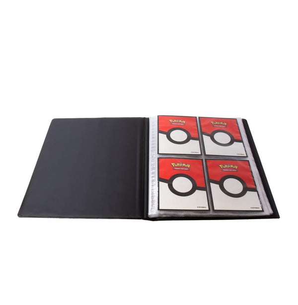 Binnenkant van de Ultra PRO Pokémon Delta Reign 4-Pocket Portfolio met vier kaartvakjes per pagina; afgebeelde kaarten dienen als voorbeeld