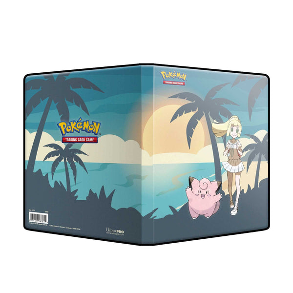 Aufgeklappter Außenumschlag der Lillie und Clefairy 4-Pocket Sammelmappe, Vorder- und Rückseite