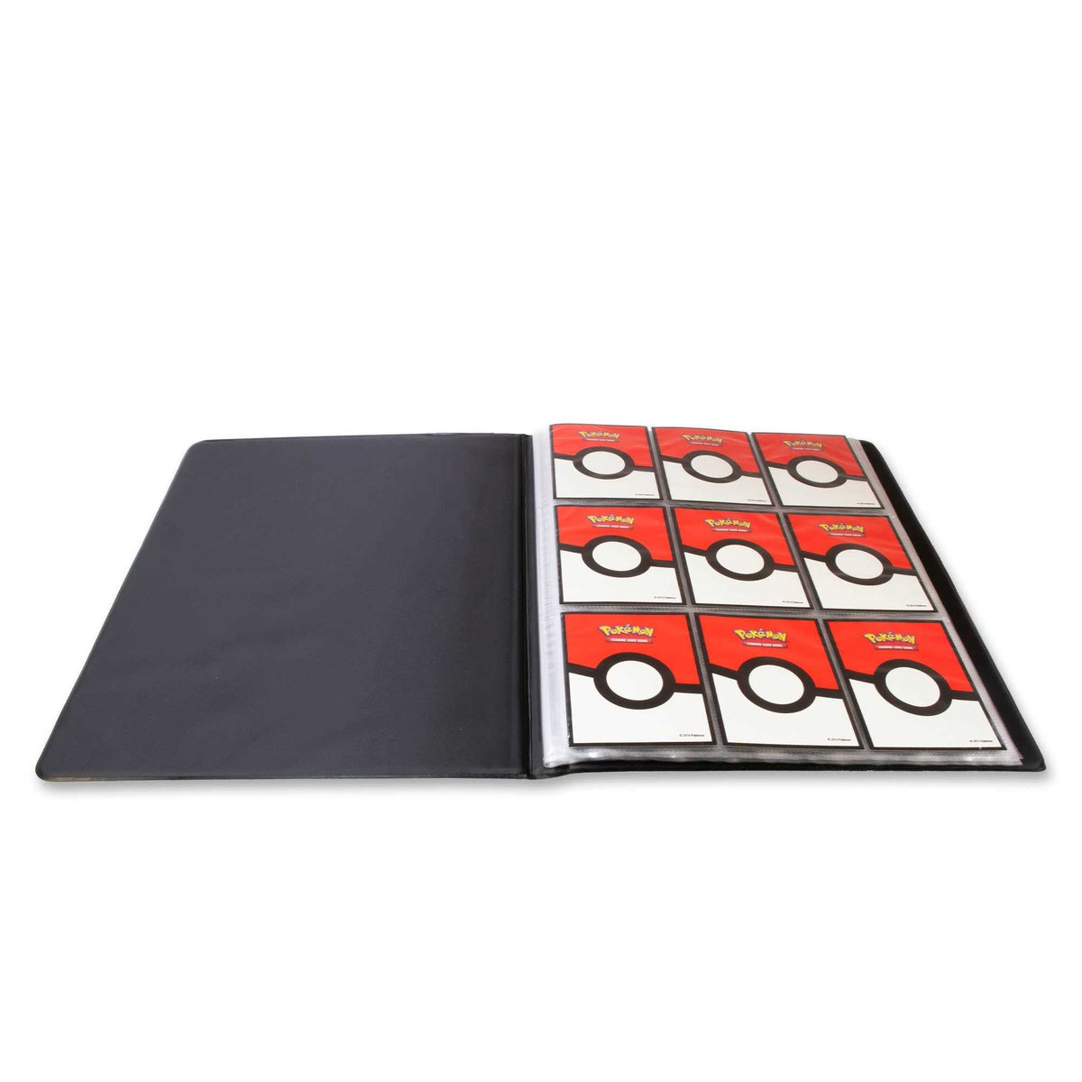 Geöffnete Ultra PRO 9-Pocket Sammelmappe mit neun transparenten Kartenfächern pro Seite