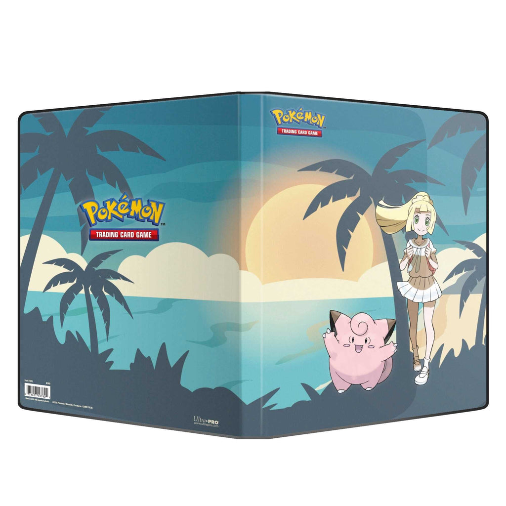 Aufgeklappter Außenumschlag der Lillie und Clefairy 9-Pocket Sammelmappe, Vorder- und Rückseite