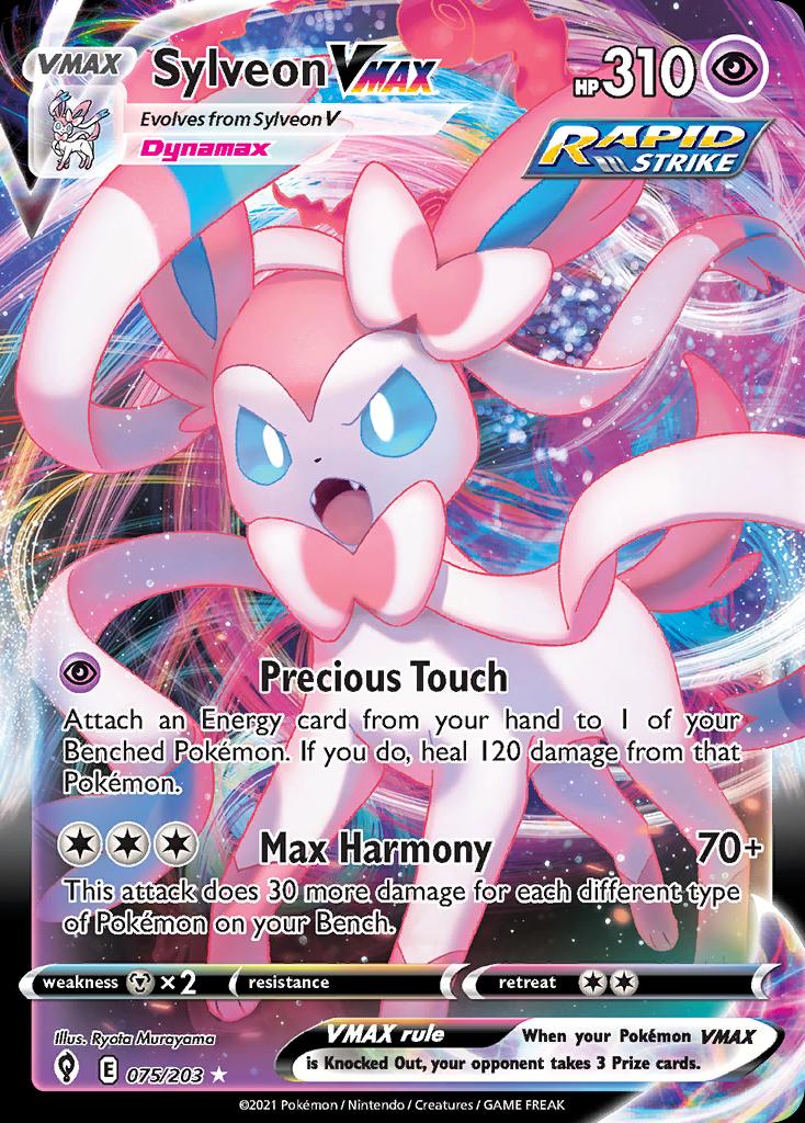 Pokémon-kaart Sylveon VMAX 75/203 Ultra Rare uit de set Evolving Skies
