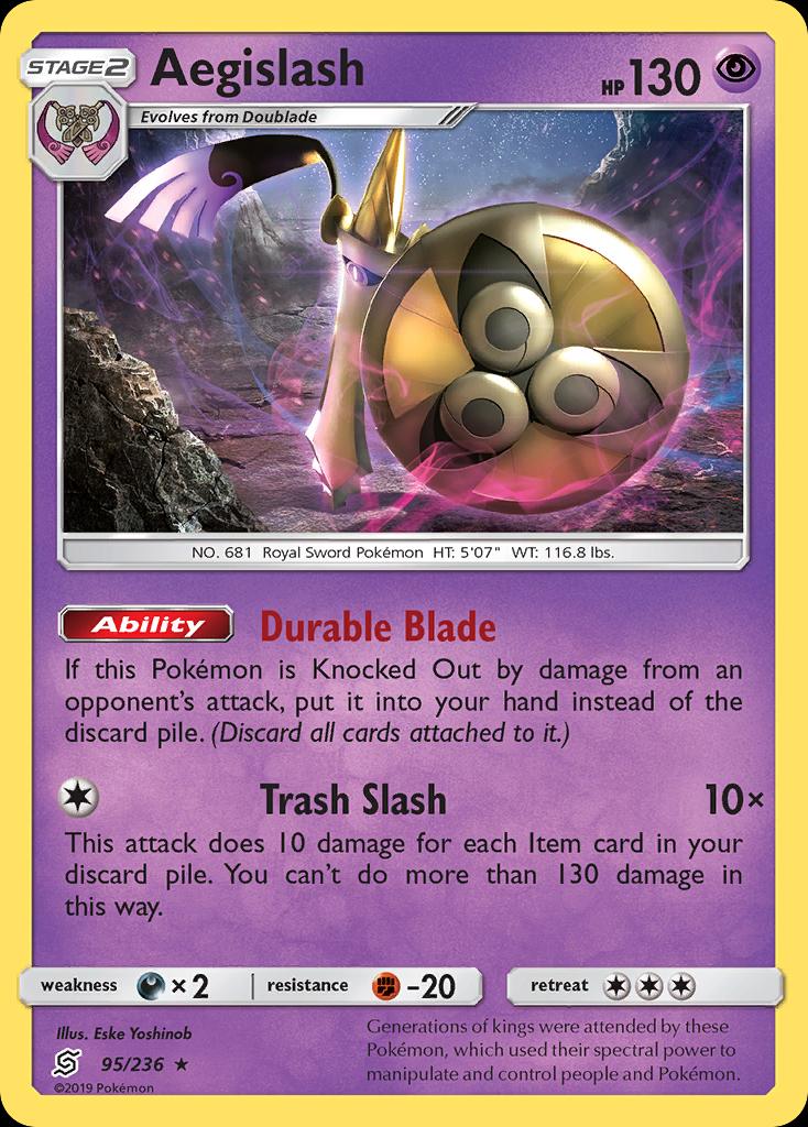 Pokémon-kaart Aegislash 95/236 Holo Rare uit de set Unified Minds Imagen principal del producto