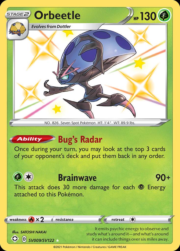 Pokémon-kaart Orbeetle SV9/SV122 Secret Rare uit de set Shining Fates