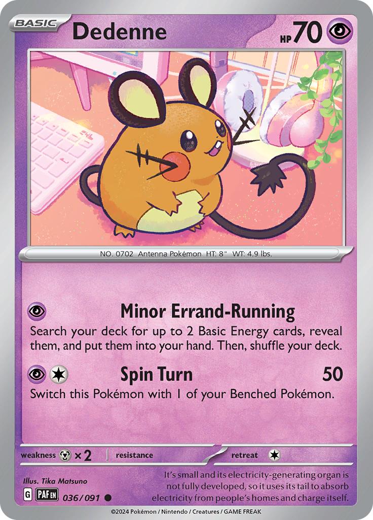 Pokémon-kaart Dedenne 036/091 Common uit de set Paldean Fates Hoofdafbeelding