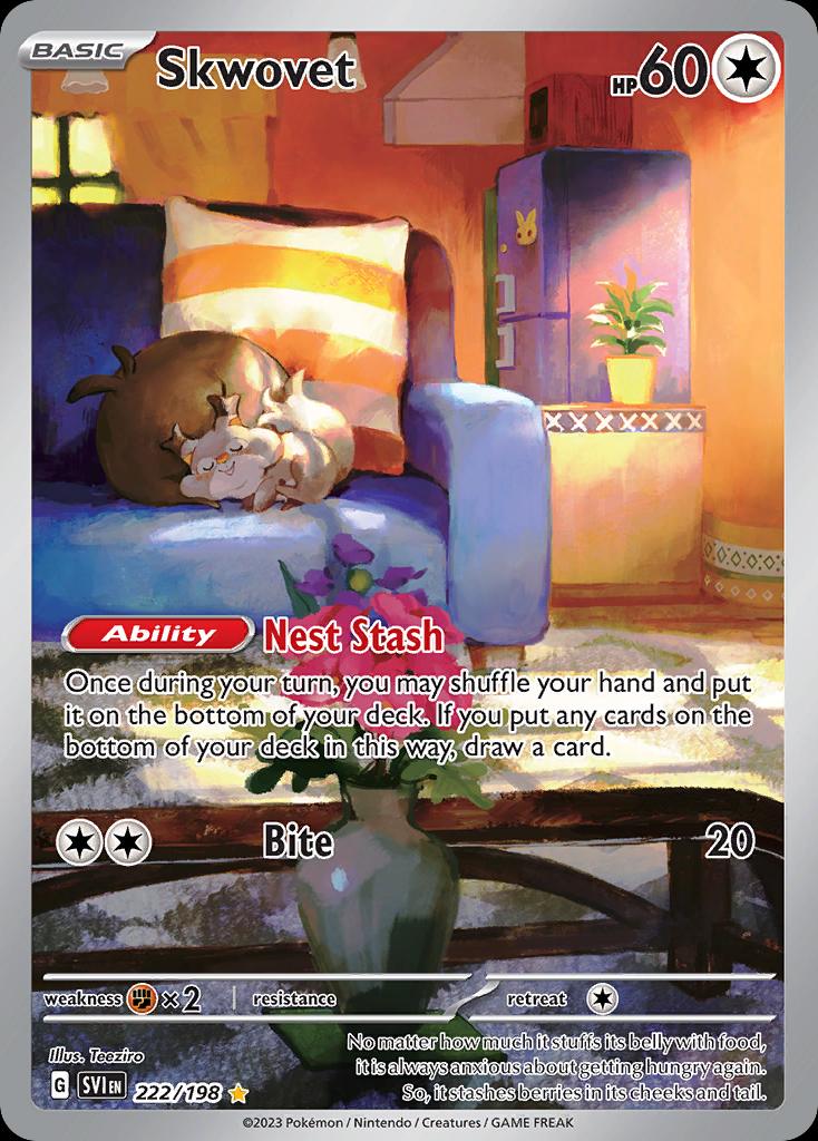 Pokémon-kaart Skwovet 222/198 Illustration Rare uit de set Scarlet & Violet Hoofdafbeelding