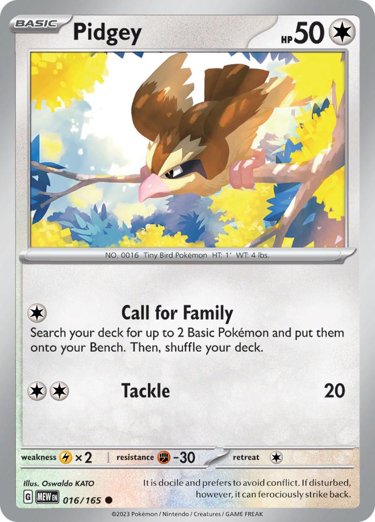 Pokémon-kaart Pidgey 016/165 Common uit de set 151