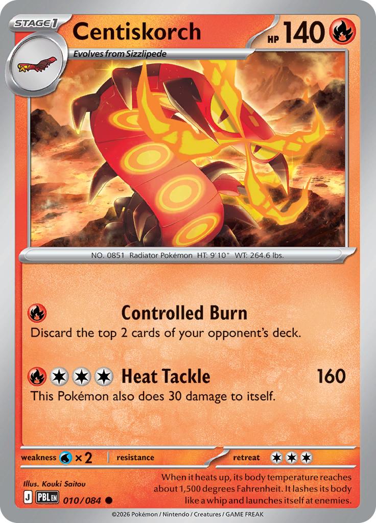 Pokémon-kaart Centiskorch 010/084 Common uit de set Pitch Black