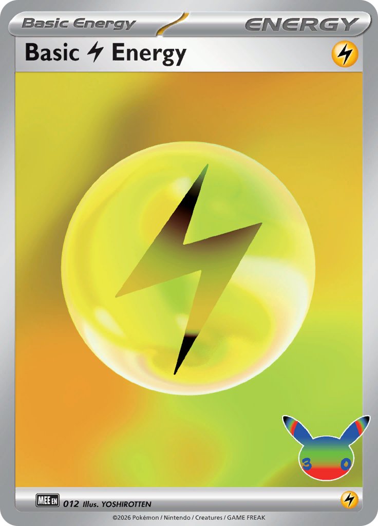Pokémon-kaart Basic Lightning Energy MEE 012 Common uit de set Mega Evolution Energies