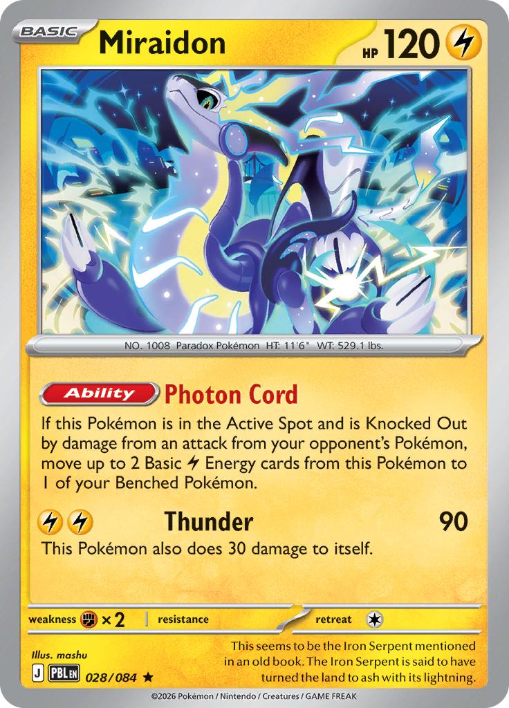 Pokémon-kaart Miraidon 028/084 Rare uit de set Pitch Black Image principale du produit