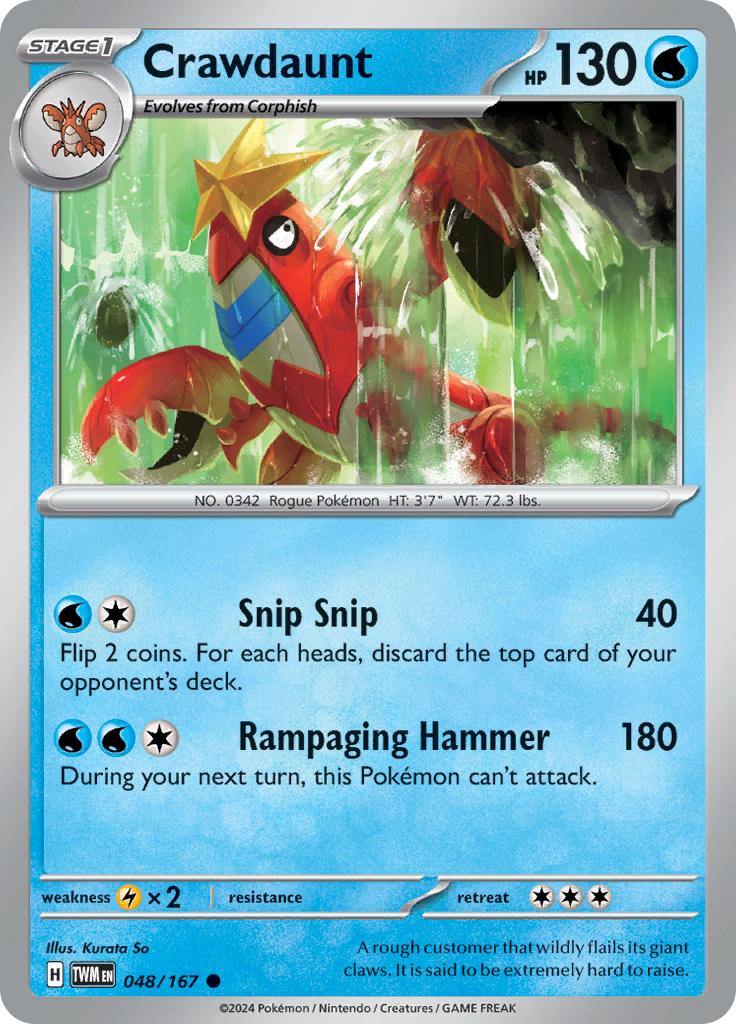 Pokémon-kaart Crawdaunt 048/167 Common uit de set Twilight Masquerade