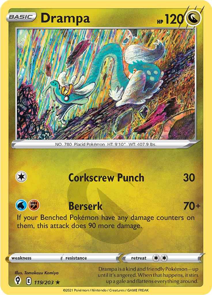 Pokémon-kaart Drampa 119/203 Rare uit de set Evolving Skies