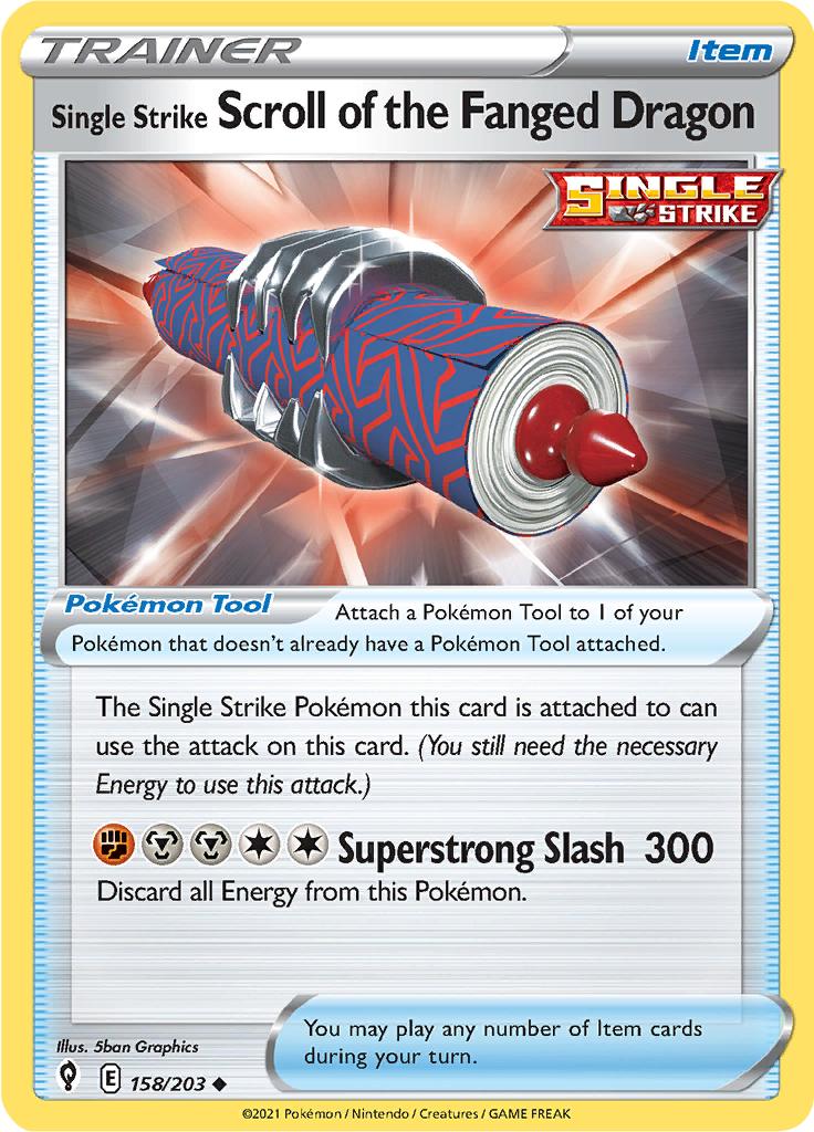Pokémon-kaart Single Strike Scroll of the Fanged Dragon 158/203 Uncommon uit de set Evolving Skies