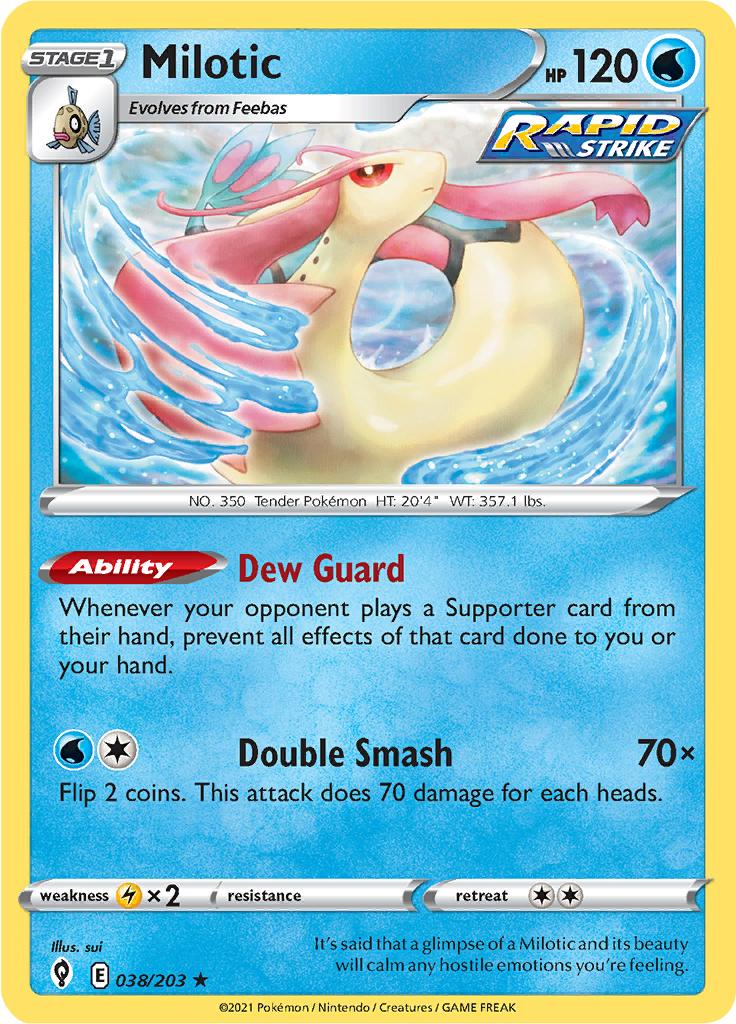 Pokémon-kaart Milotic 038/203 Rare uit de set Evolving Skies Main image