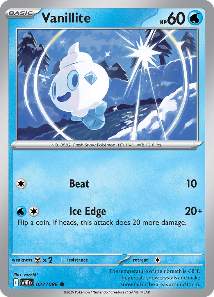 Pokémon-kaart Vanillite 027/086 Common uit de set White Flare Hoofdafbeelding
