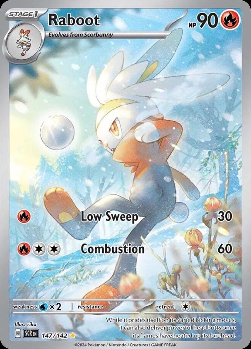 Pokémon-kaart Raboot 147/142 Illustration Rare uit de set Stellar Crown