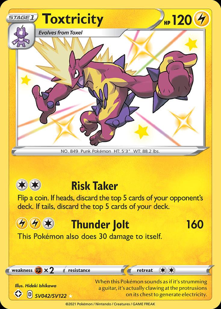 Pokémon-kaart Toxtricity SV042/SV122 Secret Rare uit de set Shining Fates