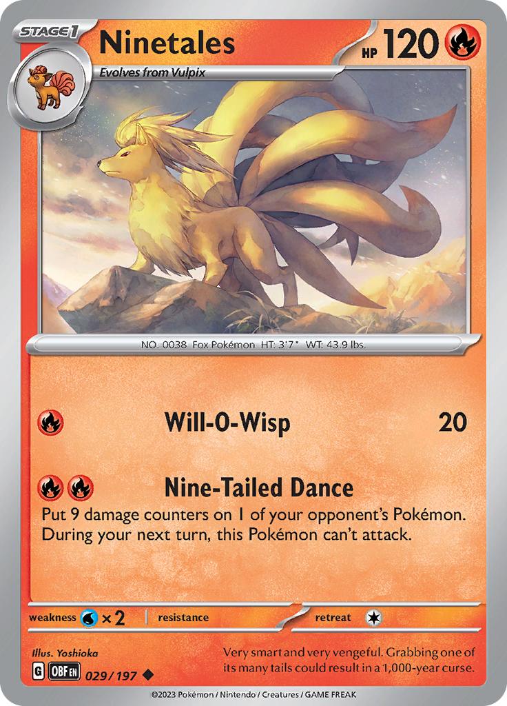 Pokémon-kaart Ninetales 029/197 Uncommon uit de set Obsidian Flames
