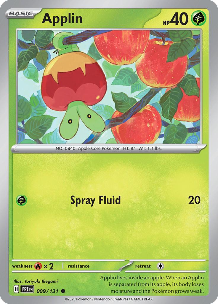 Pokémon-kaart Applin 009/131 Common uit de set Prismatic Evolutions Imagen principal del producto