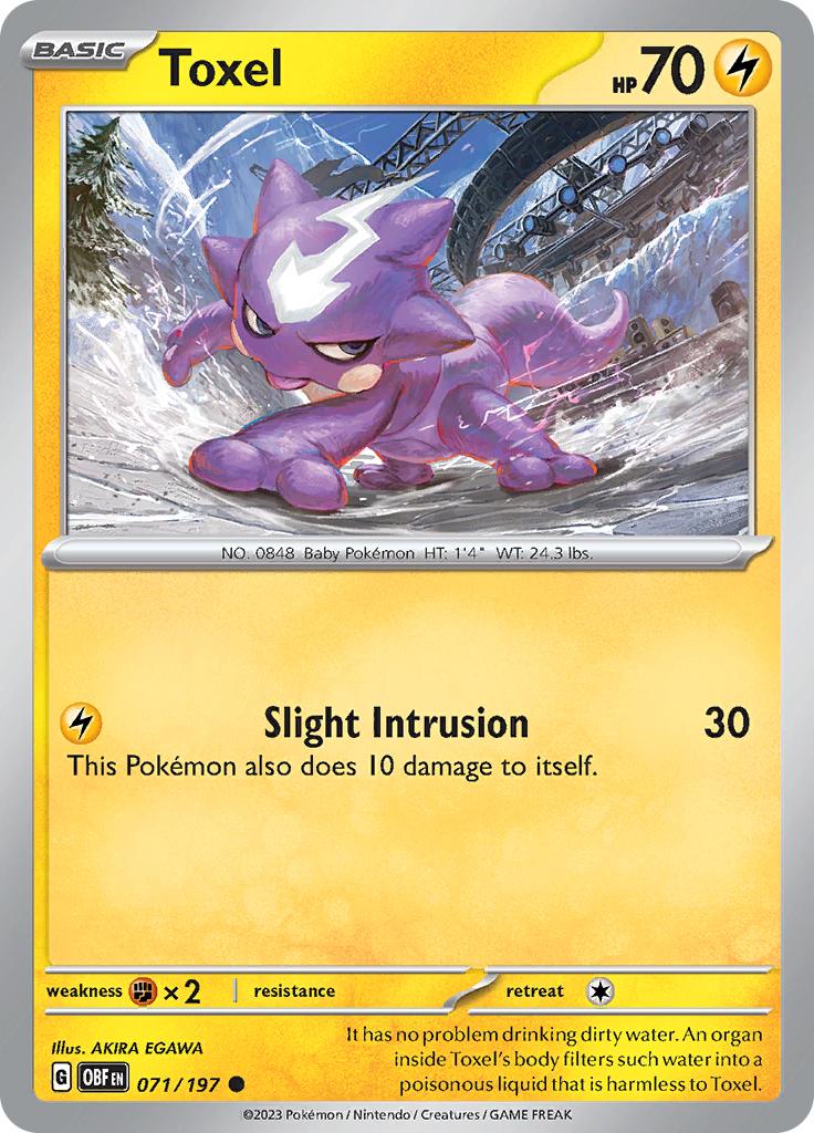 Pokémon-kaart Toxel 071/197 Common uit de set Obsidian Flames