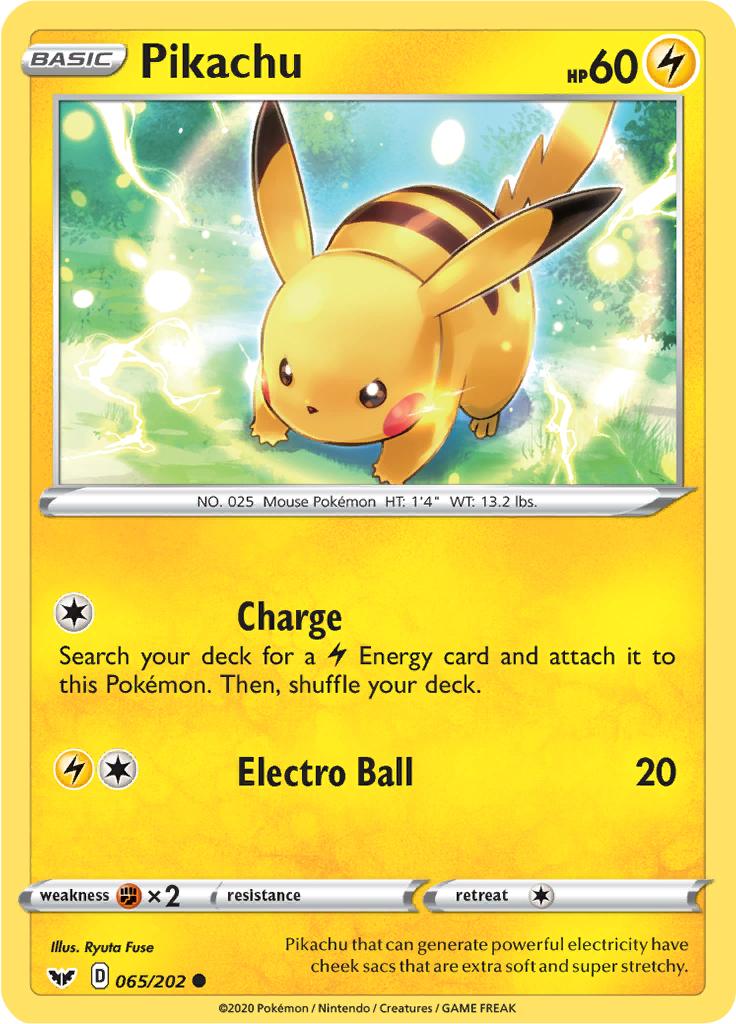 Pokémon-kaart Pikachu 065/202 Common uit de set Sword & Shield
