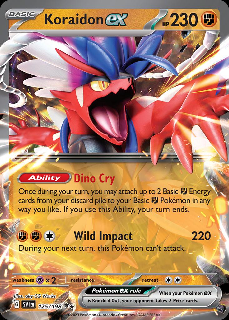 Pokémon-kaart Koraidon ex 125/198 uit Play! Pokémon Prize Pack Series Three Hoofdafbeelding