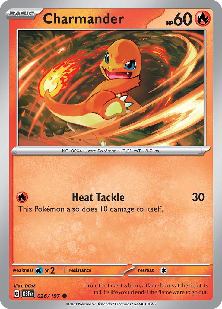 Pokémon-kaart Charmander 026/197 Common uit de set Obsidian Flames