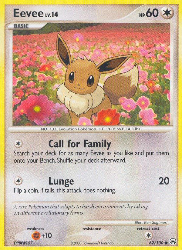 Pokémon-kaart Eevee 62/100 Common uit de set Majestic Dawn Image principale du produit