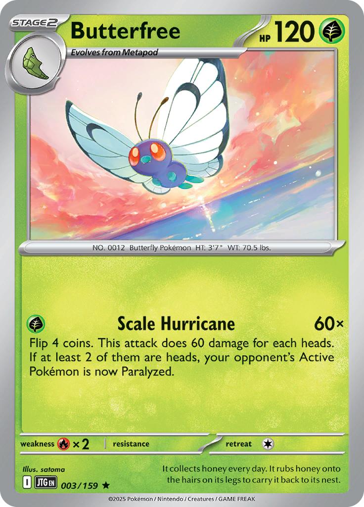 Pokémon-kaart Butterfree 003/159 Rare uit de set Journey Together Hoofdafbeelding