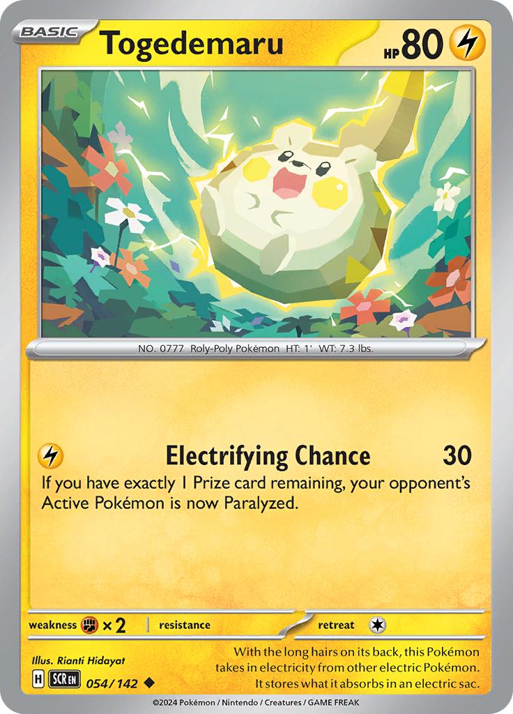 Pokémon-kaart Togedemaru 054/142 Uncommon uit de set Stellar Crown