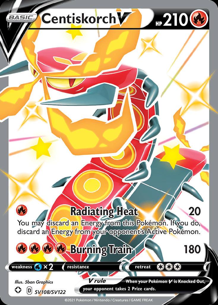 Pokémon-kaart Centiskorch V SV108/SV122 Secret Rare uit de set Shining Fates Main image